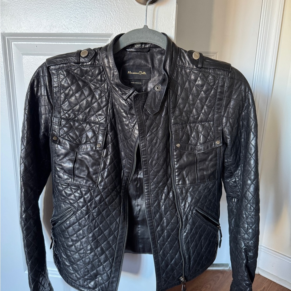 Massimo Dutti Black Leather Jacket
